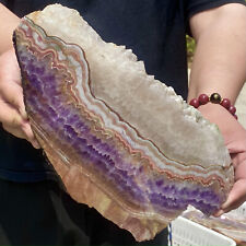 5.79LB  Natural agate Amethyst geode slices quartz crystal specimen Healing picture