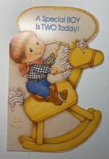 Vintage American Greetings Card Birthday Boy Two Rockin Horse Unused W/ Envelope picture
