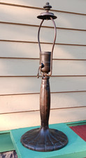 Signed HANDEL Boudoir Lamp Base - Bronze w/ Harp and Finial picture
