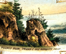 MARQUETTE, MICHIGAN  MI ANTIQUE PULPIT ROCK Souvenir China Dish Painted Plate picture
