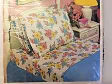 Vtg 70s Cannon Monticello Twin Flat Sheet Groovy Flower Power - DAISY DELIGHT picture