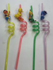 Vintage 1994 Sesame Street Applause Silly Straws Lot Big Bird Bert Ernie Grover picture