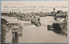 1908 Spokane WA Upper & Middle Falls Antique Undivided Back Postcard Franklin picture