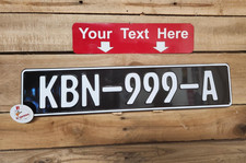 ALL BLACK  Euro, European License Plate. Embossed - ANY TEXT, TAG, BMW, CUSTOM picture