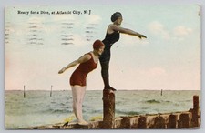 Bathing Beauties Ready for a Dive Atlantic City New Jersey c1914 Postcard picture