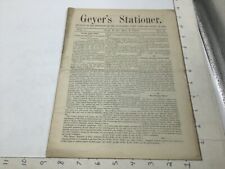 orig GEYER'S STATIONER -- MAY 3, 1877 issue #2; 20pgs - PENS, Dougherty card ad picture