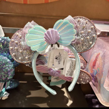 Disney.Parks Rare The Little Mermaid Ariel Pearl Seashell Minnie Ears Headband picture