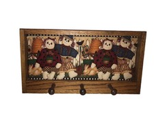 Adorable Vintage Wood Wooden Hanging Hooks Fun Raggedy Ann Andy Wall Coat rack picture