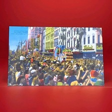 Mardi Gras 1940s Postcard Linen Vintage New Orleans Louisiana USA Canal Street picture
