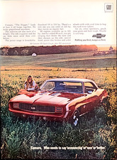 Chevy Camaro SS Sport Coupe Original 1969 Vintage Print Ad Wall Art picture