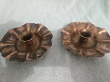 Vintage Pair of Gregorian Copper Candle Holders Ruffled Edge 4