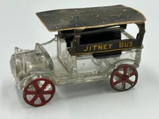 1910s WEST BROS Tin & Glass JITNEY BUS CANDY CONTAINER Antique A&E 114 picture