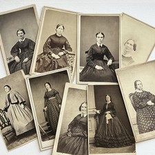 Antique Photograph CDV Lot Of 9 Women Civil Ware Era Mourning Tax Stamp picture