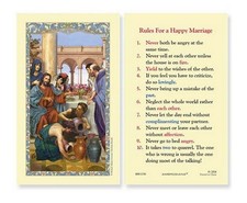 Wedding At Cana Prayer Card  Laminated Holy Card Rules For Happy Marriage picture