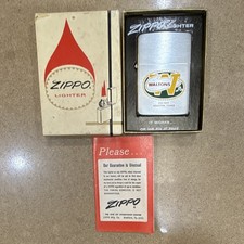 Vintage 1969 Zippo Slim Lighter Walton’s Houston TX Advertising w/ Box & Papers picture