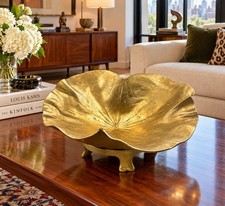 Vintage 1948 Virginia Metalcrafters Brass Lotus Bowl Oskar Hansen Large 3514 DB picture