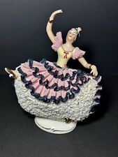Vintage DRESDEN PORCELAIN LACE SPANISH FLAMENCO DANCER  Figurine - GERMANY picture