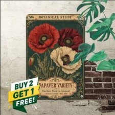 vintage botanical poppy poster three large blossoms illustration picture