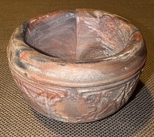 Cherokee 6.25” Handmade Kicking Bird Pottery Artist Signed Marbled Clay Bowl picture