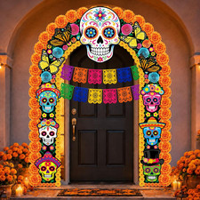 3 Pcs Dia De Los Muertos Decorations Day of the Dead Door Banner picture