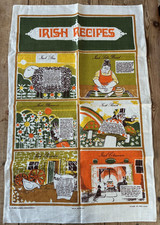 Irish Linen Tea Towel Irish Recipes OLD DUBLIN NOT Washed or Used picture
