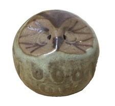 Vintage Owl Salt Pepper Shaker Single Pottery Bird Hand Painted Round Unique picture