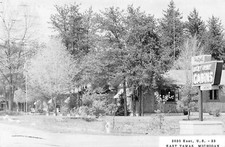 East Tawas MI Vacancy @ Hutzel Lazy Pines Motel Cabins~Neon Sign RPPC 1961 picture