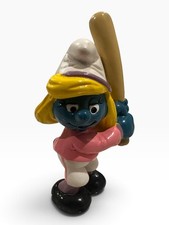 Vintage 1984 Smurfette Baseball Player Figure Schleich Peyo Hong Kong W Berrie picture