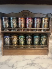 Vintage Watkins Spice Rack and 12 Spice Tins Never Used picture