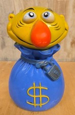 Vintage 1971 Popeye Eugene The Jeep Play Pal Plastics Bank Mr. Money Bags + Plug picture