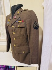 WWII M1942 EM Wool Service Coat, 14th field Artillery (MECZ) 2AD COMBAT MEDIC  picture
