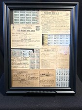 Framed collection, World War II Ration Books, And Unused Ration Stamps picture