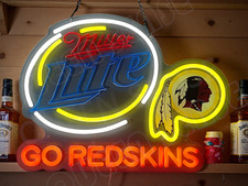 Miller Lite Beer Washington Redskins LED Neon Sign With Dimmer USB Powered Light picture