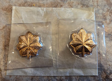 NOS Vintage Pair USAF Air Force Major Gold Oakleaf Plastic Encased Rank Insignia picture