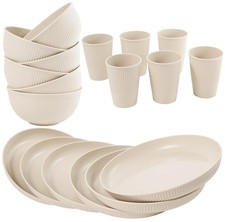 36-Piece Reusable Wheat Straw Dinnerware Sets Dinnerware, Beige picture