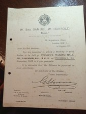 1933 Boligbroke Lodge No 2417 Samuel W. Harrold Freemasonry masonic/1012 picture
