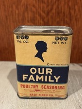 Our Family 1938 Poultry Seasoning Spice Tin Can 2 oz Nash-Finch Minneapolis MN picture