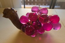 MCM Vintage Pink/Magenta Lucite Grapes On Driftwood picture