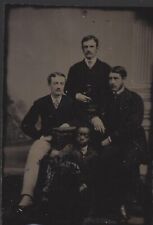 Antique Civil War Era Tintype Black American Child With 3 Men picture