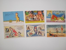 Vintage Lot 6 Humorous 1920s-1940s Cartoon Postcards Grinnell Litho Co. picture