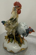 Vintage Italian Giuseppe Rossini Rooster & Guinea Fowl Figurine-Signed picture