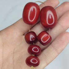 Vintage German Faturan Bakelite Beads – Red Cherry Amber 30g picture
