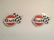 2 1966 GULF OIL VINTAGE ORIGINAL RALLY FLAG RACING STICKERS DECALS NHRA NASCAR picture