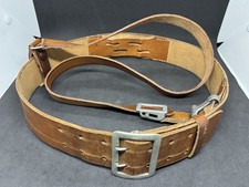 Early WWII German Heer Luftwaffe Officer Brown Leather Belt Cross Strap DRGM picture