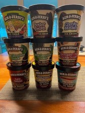 Vintage Ben & Jerry's lot of 9 EMPTY Ice Cream 1999-2008 Pint Containers picture