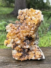 Raw Large Natural Quartz Cluster- Vibrant 6.2” Yellow Quartz Iron Oxide Crystals picture