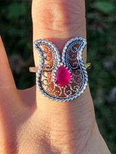 Genuine Ruby Sterling Silver Ring Size 9 picture