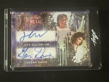GEENA DAVIS * JEFF GOLDBLUM 2026 LEAF METAL HALLOWEEN DUAL AUTO PRISMATIC 1/1 picture