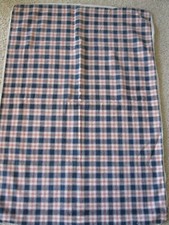 Antique Homespun Plaid Linen Cover/Bag Red Blue White 40 IN.X 28 IN. REVERSIBLE picture