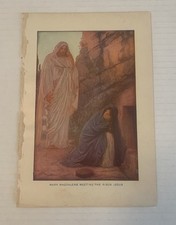 Vintage Religious Ephemera Print Mary Magdalene Jesus Bible Christian Holy picture
